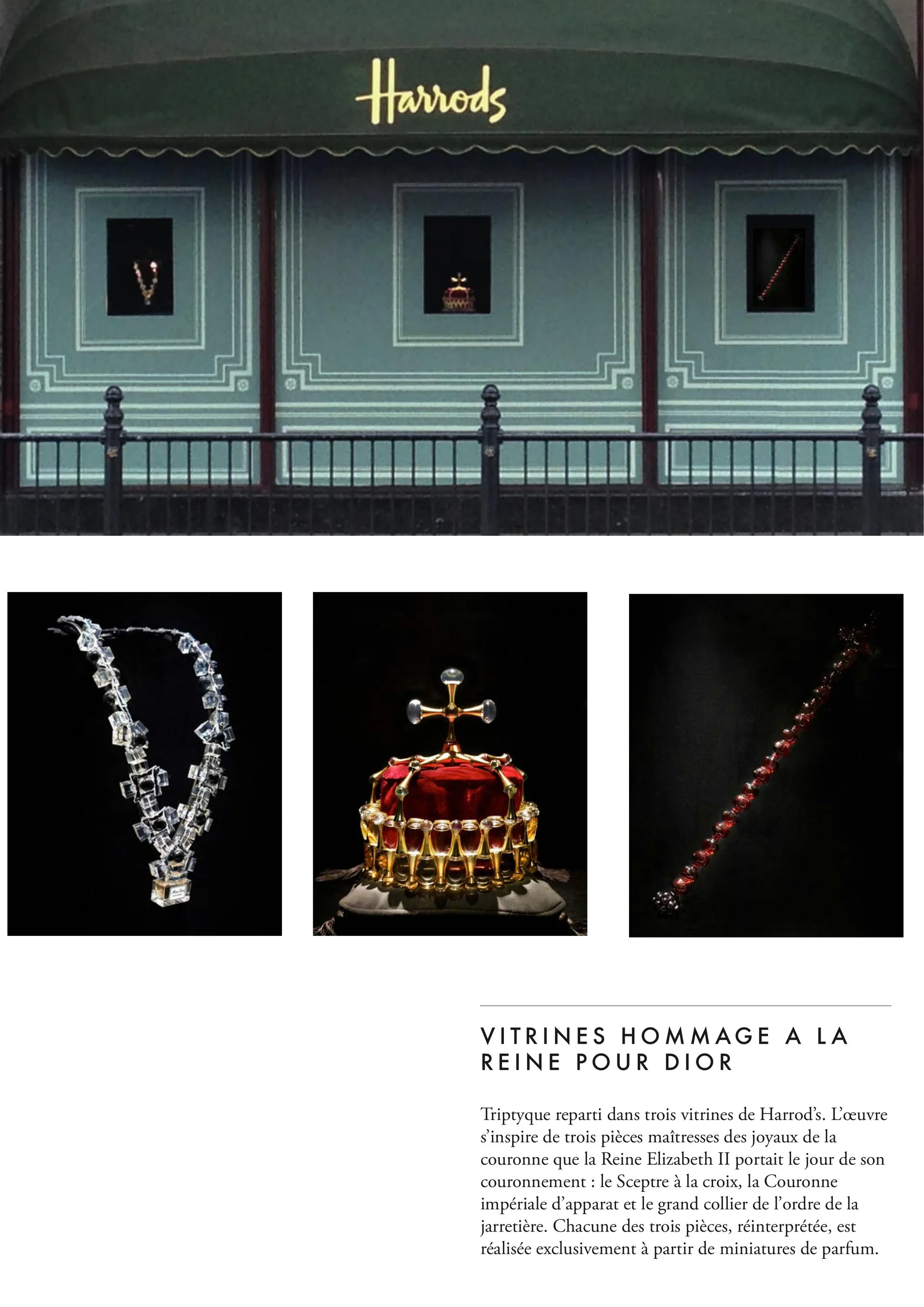 Harrod's Queen Tribute - Triptyque de joyaux de la couronne en miniatures de parfum Dior