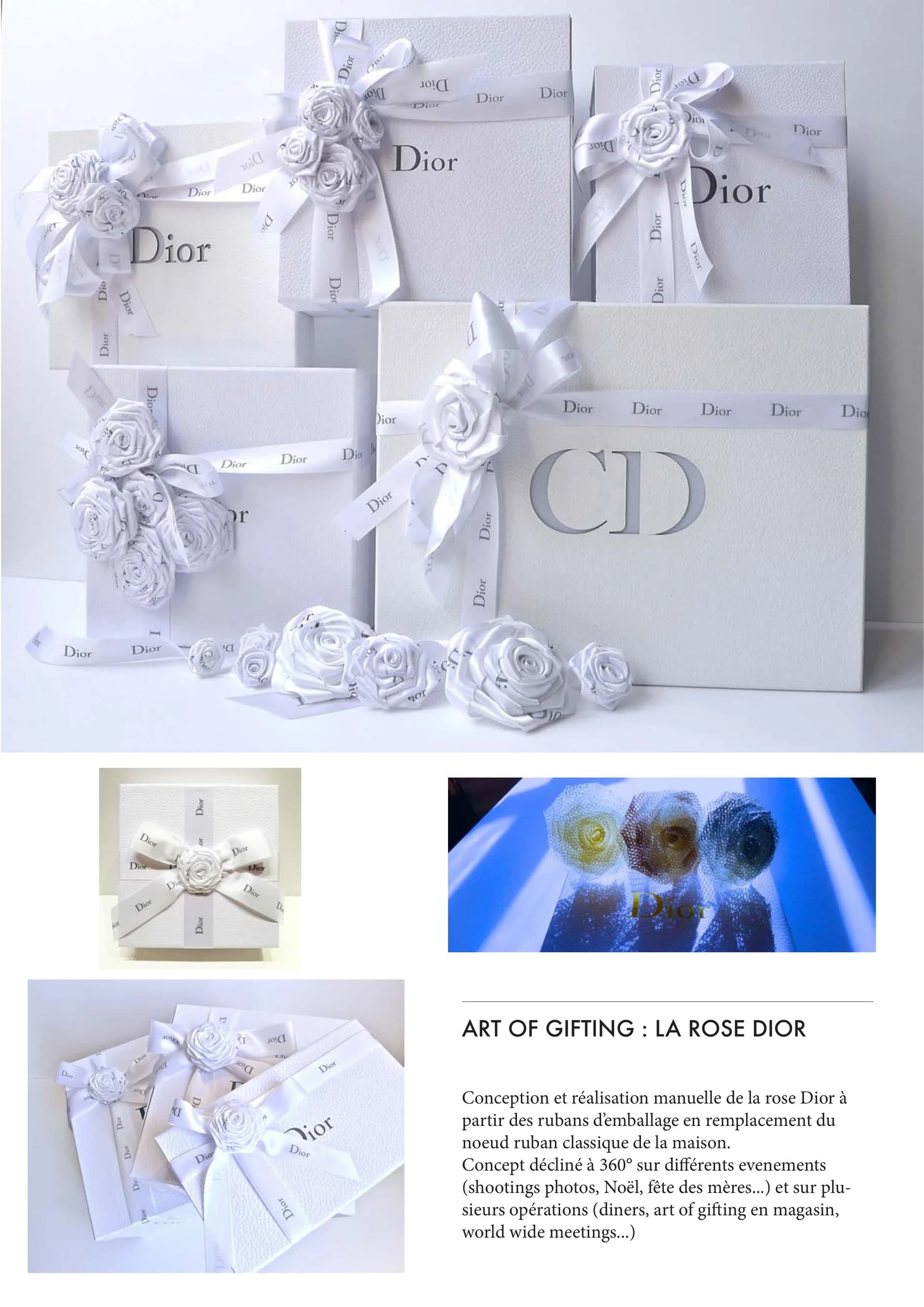La Rose Dior - Roses sculptées à partir de rubans d'emballage Dior